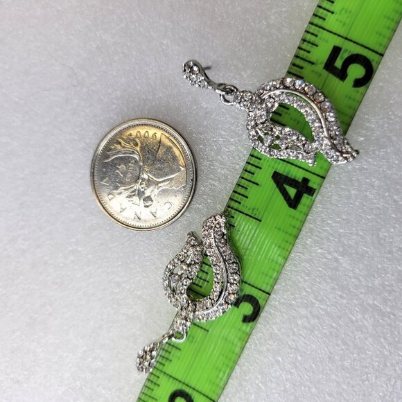 Clear Rhinestone Question Mark Earrings - Picture 4 of 6